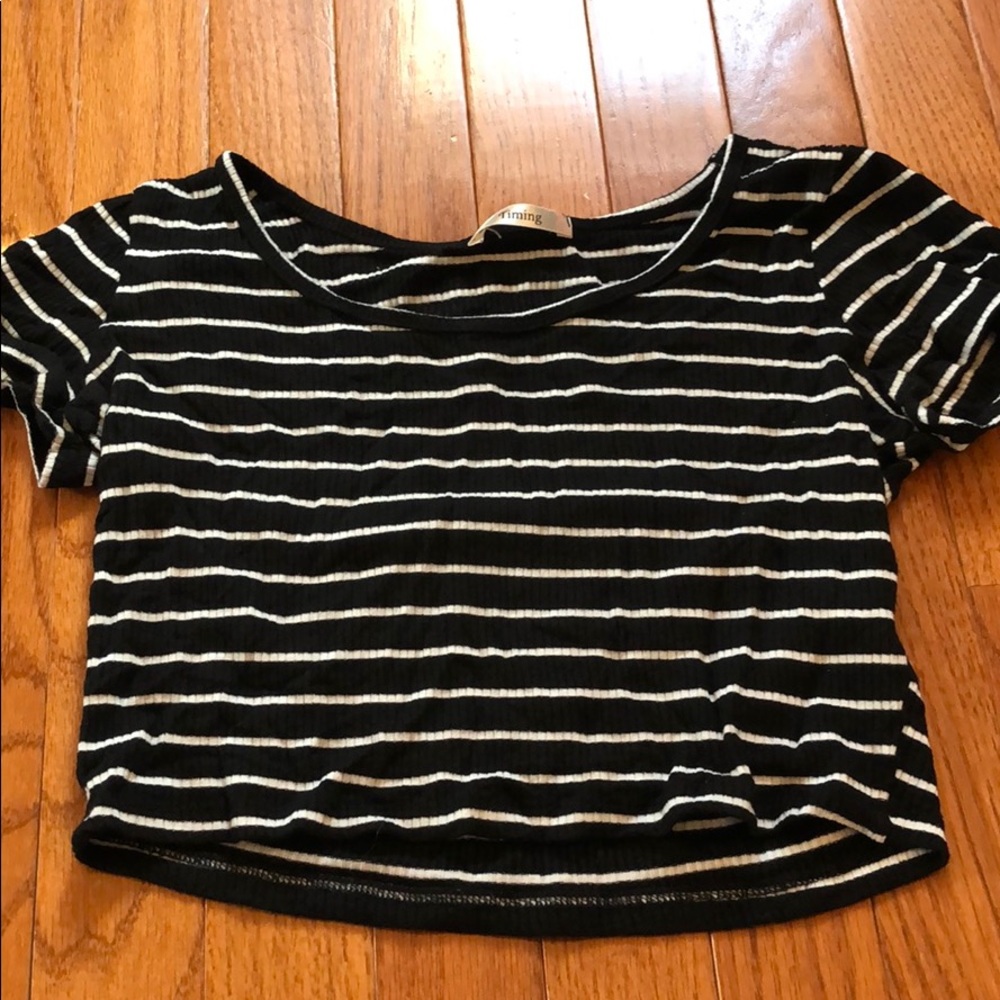 Black and white striped crop top